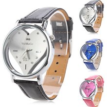 PU Women's Hollow Analog Quartz Wrist Watch with Heart-shaped (Assorted Colors)