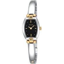 Pulsar Ladies Black Dial Two Tone Bangle Bracelet Quartz Watch PEGA70