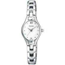 Pulsar Ladies' Stainless Steel, White Oval Dial PC3267X1 Watch