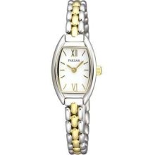 Pulsar Ladies' Two-Tone, Gold Plate & Stainless Steel, White Dial PEGF42X1 Watch