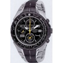 Pulsar Men`s Flight Computer Watch (Silver/ Black Dial)
