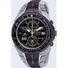 Pulsar Men`s Flight Computer Watch (Silver/ Black Dial)