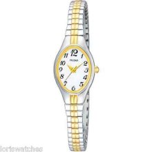 Pulsar Pc3272 Womens Two Tone Stainless Steel White Dial Quartz Watch