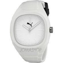 Puma Bubble Gum Large White Dial White Silicone Unisex Watch Pu102881002