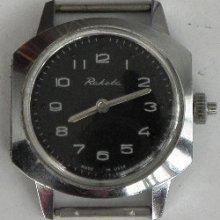 Raketa Black Dial For The Blind Petrodvortsov Watch Factory Soviet USSR