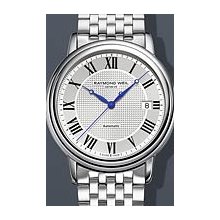 Raymond Weil Maestro Steel 39.5mm Watch - Silver/Black Dial, Stainless Steel Bracelet 2837-ST-00659 Sale Authentic