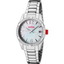Red Line Womens Wind Diamond White Mother Of Pearl Dial Stainless Steel Watch