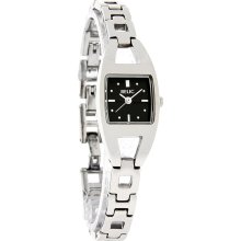 Relic Folio By Fossil Ladies Square Black Dial Stainless Steel Watch ZR33503