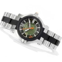 Renato Beauty or Beast Limited Edition Swiss Quartz GMT Stainless Steel & Rubber Bracelet Watch
