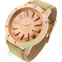Rhinestone Golden Watchcase Ladies Quartz Wrist Good Watches