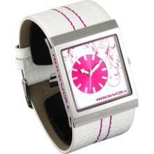 Rockwell Womens Mercedes Analog Stainless Watch - Whie Leather Strap - White Dial - MC101