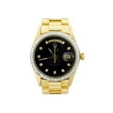 Rolex 1803 18k Yellow Gold President Black Diamond Dial Mens Watch
