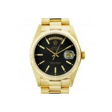 Rolex 18038 President Black Tapestry Dial Mens Watch
