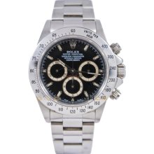 Rolex 40mm Stainless Steel Daytona Model 16520 1990's Model With A Zenith Movement & Black Dial