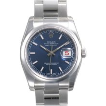 Rolex Datejust Blue Index Dial Oyster Bracelet Mens Watch 116200BLSO
