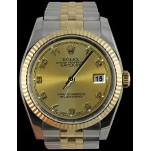 Rolex datejust gents watch champagne Arabic dial jubilee bracelet SS & gold