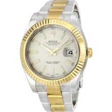 Rolex Datejust II Ivory Index Dial 18k Yellow Gold Bezel Oyster Bracelet Mens Watch 116333ISO