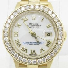 Rolex Datejust Mother Of Pearl Dial Automatic Yellow Gold Ladies Watch