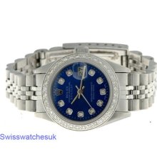 Rolex Datejust Steel Blue Automatic Diamond Ladies Watch