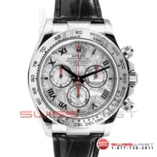 Rolex Daytona White Gold Factory Meteorite Dial 116519 Black Leather