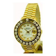 Rolex Ladies Preowned President - Happy Set Diamond Bezel/Yellow Gold