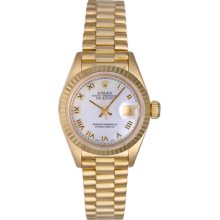 Rolex Ladies President 18k Yellow Gold Watch 69178 Roman Numeral Markers