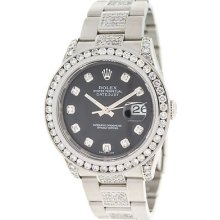 Rolex Oyster Perpetual Datejust 116200 Diamond Automatic Mens Black Watch