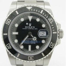 Rolex Submariner Black Dial Ceramic Bezel Steel Mens Watch