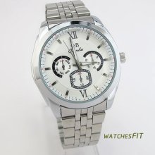 Roman Numerals Men's Classic S/steel Analog Quartz Wrist Watch
