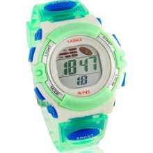 Round Dial Waterproof Digital Electronic Watch with Plastic Strap (Green)