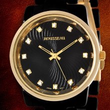 Rousseau adele ladies black&gold watch msrp $670.