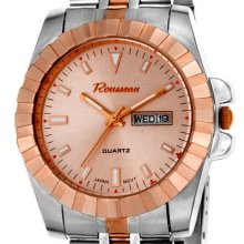 Rousseau Men's Two Tone Rose Gold Bracelet Style Watch with Calendar Dial - Multi-color - Stainless Steel