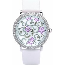 Royal London Women's Quartz Watch With Mother Of Pearl Dial Analogue Display And White Leather Strap 20129-01
