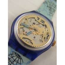 San101 Swatch 1993 Mappamondo Automatic Globe Authentic