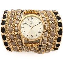 Sara Designs Leather Chain Wrap Watch