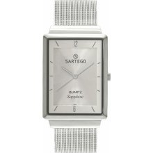 Sartego SVS755 Ultra Thin Stainless Steel Dress Silver Dial Mesh Band