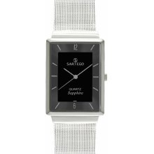 Sartego Unisex Mid-Size Ultra Thin Stainless Steel Dress Black Dial Mesh Band SVS311