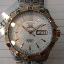 Seiko 5 Sports Men's Watch Automatic 23 Jewel All Stainless S Two Tone Rose Gold