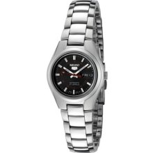 Seiko 5 Symc27 Women's Stainless Steel Day Date Black Dial Automatic Watch