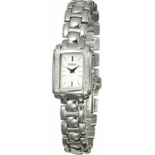 Seiko Ladies Diamond Silver Tone Dial Stainless Steel Watch Sujf39