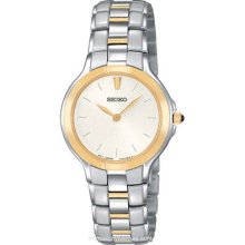 Seiko Ladies Watch - Stainless & Gold Tone - Silver/White Dial SFQ834