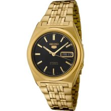 Seiko Men's 5 Automatic SNK314K Gold Gold Tone Stainles-Steel Automatic Watch with Black Dial