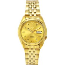 Seiko Men's Goldtone Watch Stainless Steel Analog Gold Dial Watch Snk394k