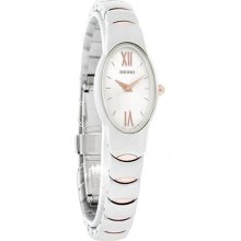 Seiko Quartz Ladies Two Tone Stl Steel & Rose Gold Tone Bracelet Watch