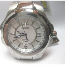 Seiko Quartz Mens Coutura Silver-white Dial All Stainless Steel Watch Sgee65