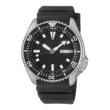 Seiko SKX173 - Mens Black Urethane Strap Dive Watch