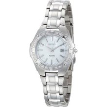 Seiko Women's Sxdb51 Diamond Bezel Silver-tone Mother Of Pearl Dial Dress Watch