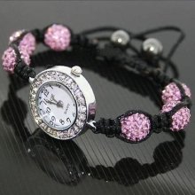 Shamballa Crystal Disco Ball Lilac Bling Bracelet Shambala Watch