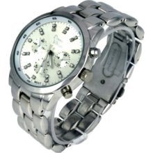 Silver Face Silver Metal Link Clipper Band Bracelet Watch