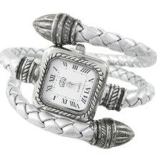 Silver Tone Lady Quartz Bangle Bracelet Wrist Watch Roman Numerals Marker Square